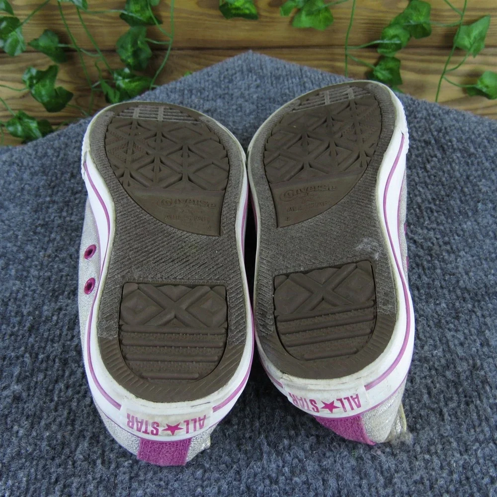 Converse Sneaker All Star Girl Y 4 Medium Athletic‎ Silver Textile Slip On
